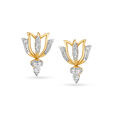 Modern Lotus Diamond Stud Earrings 