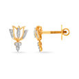 Modern Lotus Diamond Stud Earrings 2