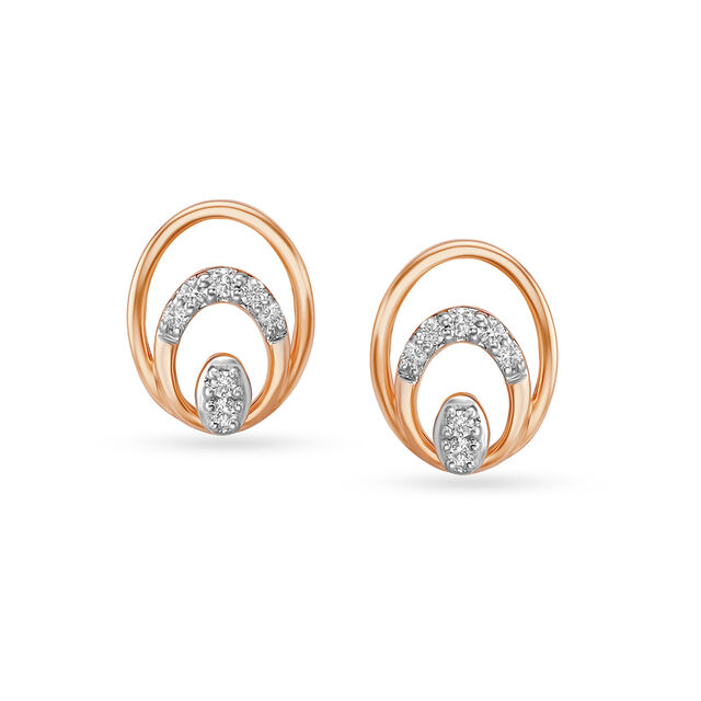 Opulent Diamond and Rose Gold Stud Earrings 