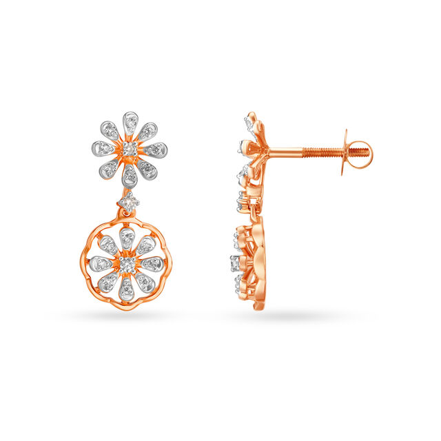 Floral Charm Diamond Drop Earrings 2