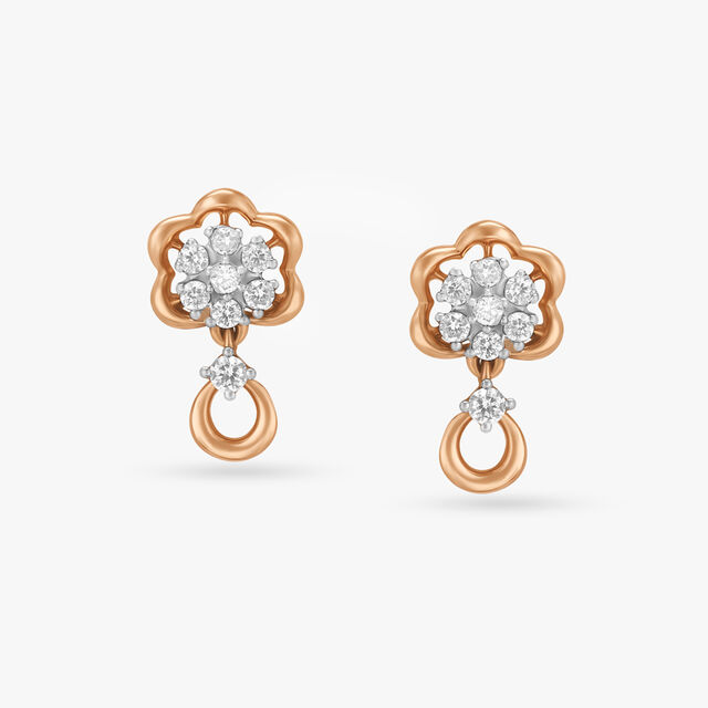 Flowery Charm Diamond Drop Earrings 