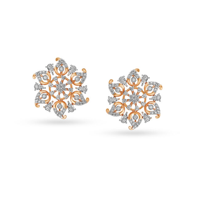 Bright Floral Diamond Stud Earrings 