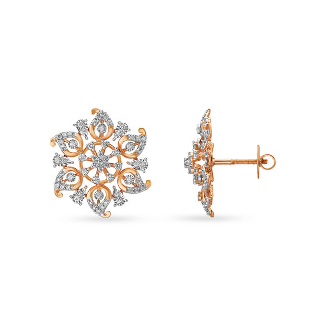 Bright Floral Diamond Stud Earrings 2