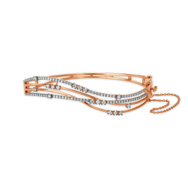 Modern Oval Diamond Bangle in Rose Gold