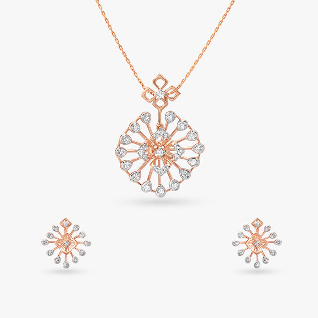Radiant Diamond Pendant and Earrings Set 