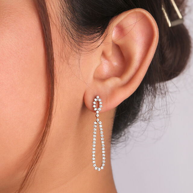 Slender Diamond Drop Earrings,,hi-res