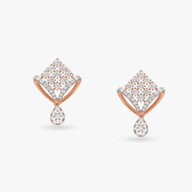 Rose Gold Diamond Teardrop Studs 