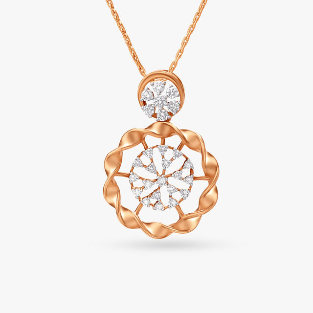 Floral Ribbon Diamond Pendant 