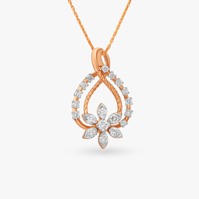 Elegant Diamond Flower Pendant 
