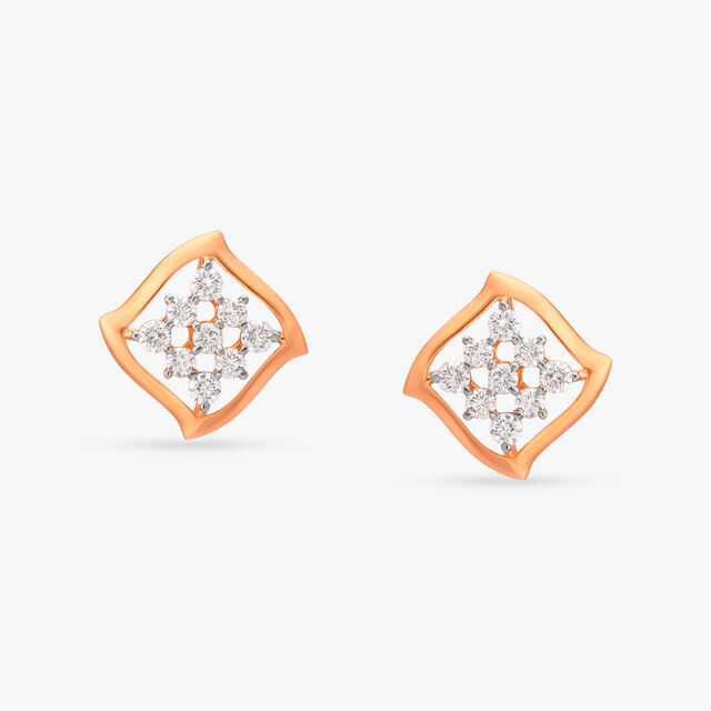Square Diamond Stud Earrings 