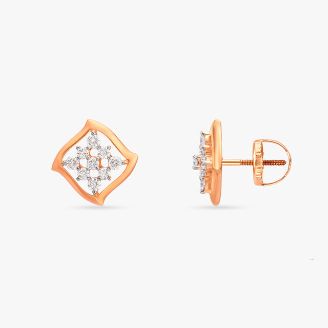 Square Diamond Stud Earrings 2