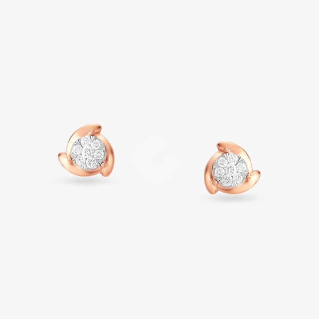 Elegant Triad Diamond Stud Earrings 