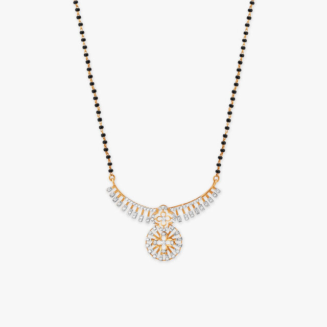 Diamond-Studded Black Bead Mangalsutra 