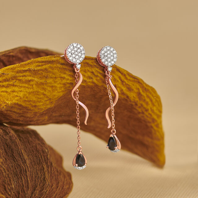 Gorgeous Slender Diamond and Sapphire Drop Earrings 