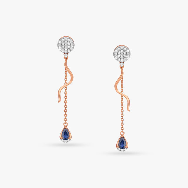 Gorgeous Slender Diamond and Sapphire Drop Earrings 3