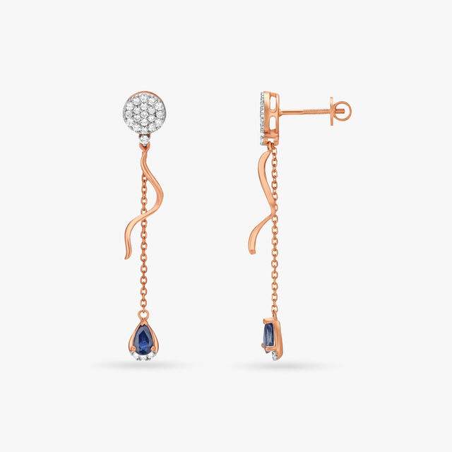 Gorgeous Slender Diamond and Sapphire Drop Earrings 4