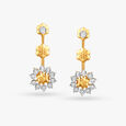 Elegant Floral Diamond Drop Earrings 