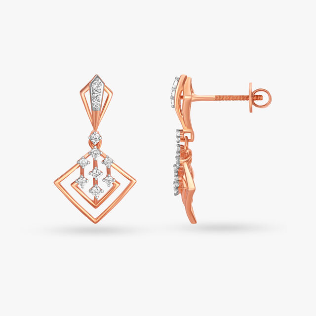 Sophisticated Geometric Diamond Drop Earrings 2