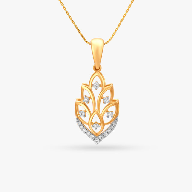 Artistic Leafy Diamond Pendant 