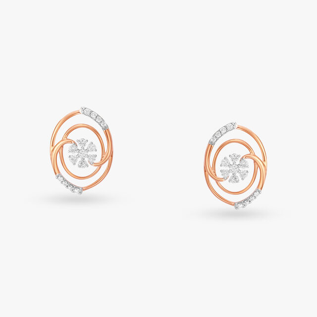 Artistic Floral Diamond Stud Earrings 