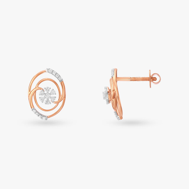 Artistic Floral Diamond Stud Earrings 2