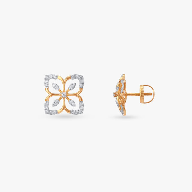 Regal Bloom Diamond Stud Earrings 2