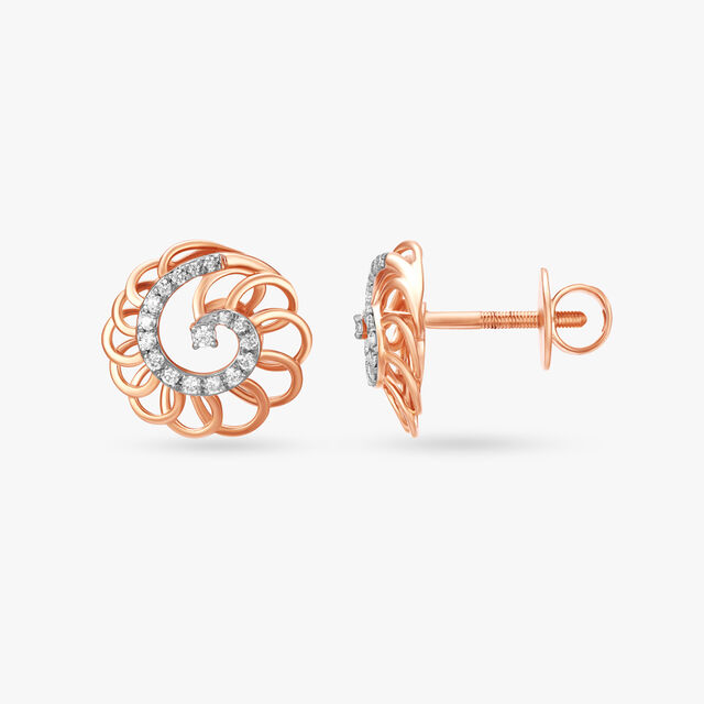 Abstract Spiral Diamond Stud Earrings 2