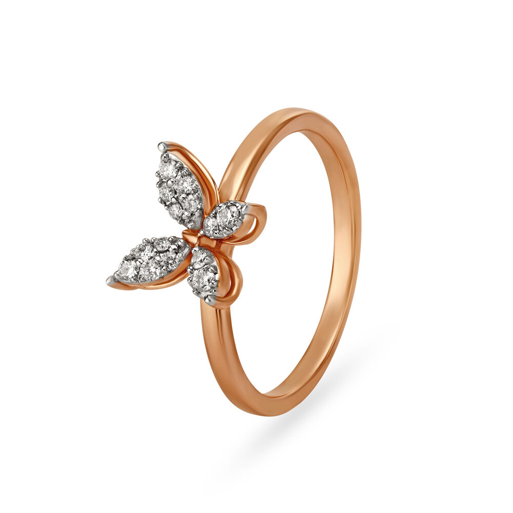 Buy Butterfly Rose Gold and Diamond Finger Ring at Best Price | Tanishq US