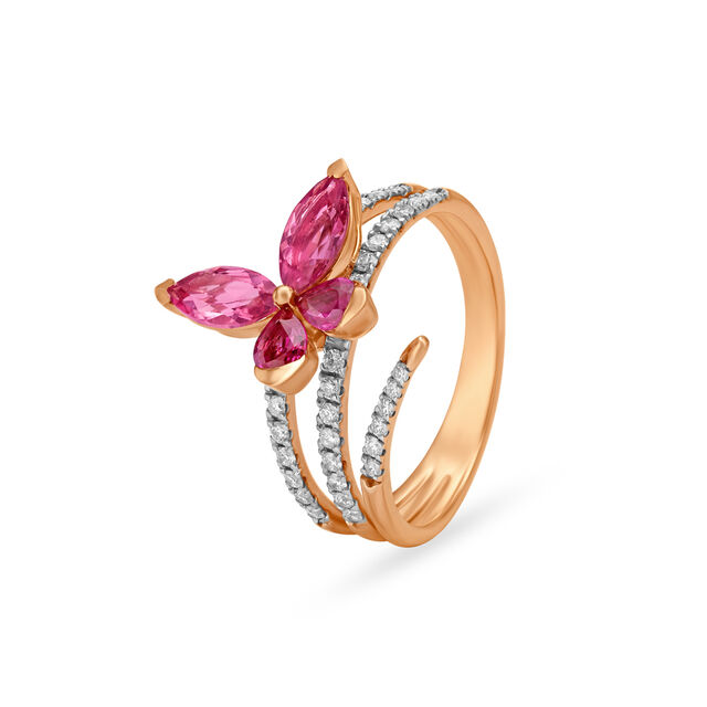 Butterfly Ruby and Tourmaline Finger Ring 