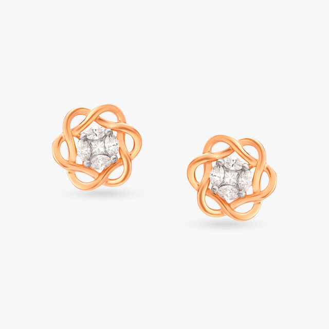 Knot Diamond Stud Earrings 