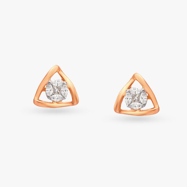 Triangular Diamond Stud Earrings 