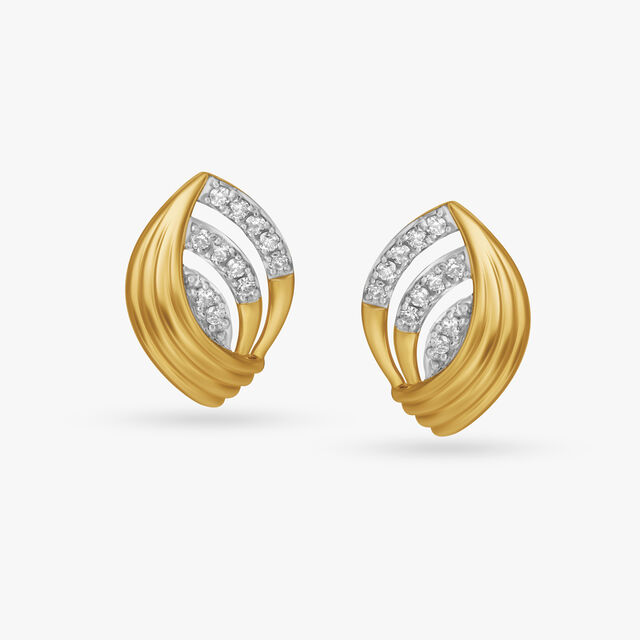 Dazzling Leaf Diamond Stud Earrings 