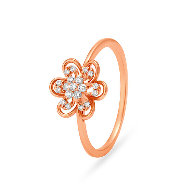 Floral Rose Gold Finger Ring 