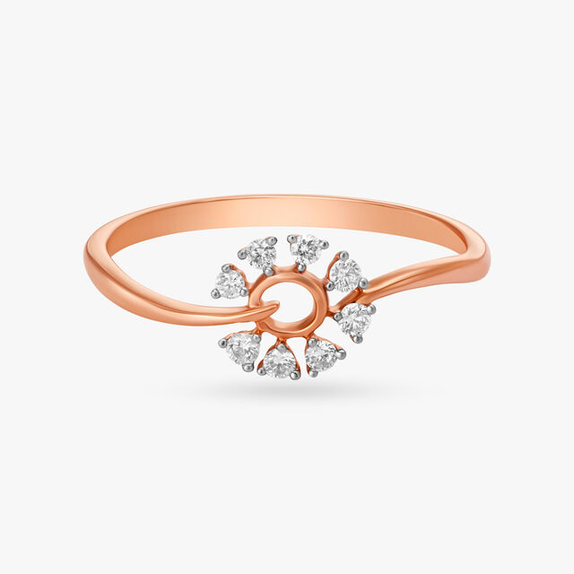 Minimal Floral Diamond Ring,,hi-res 2