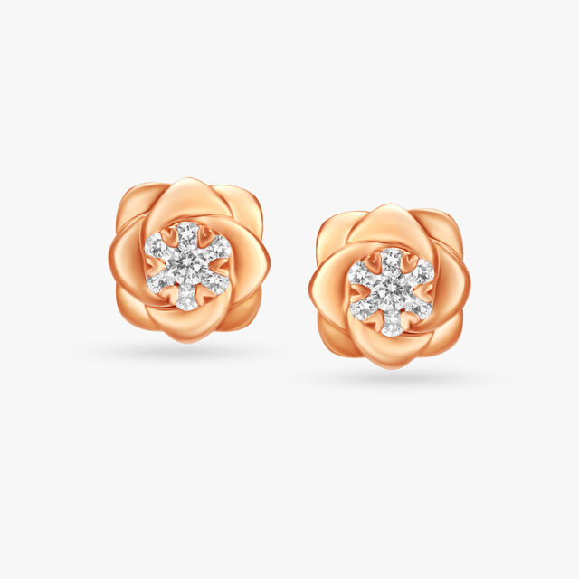 Stunning Flower Diamond Stud Earrings 