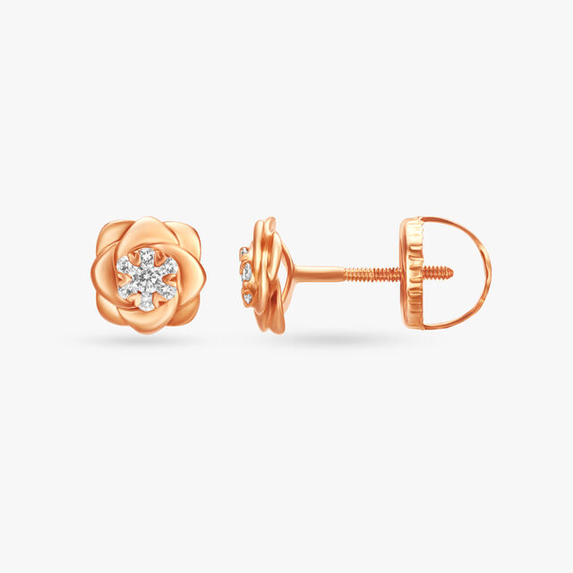Stunning Flower Diamond Stud Earrings 2