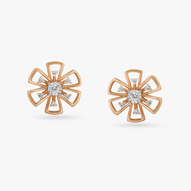 Charming Flowers Diamond Stud Earrings 
