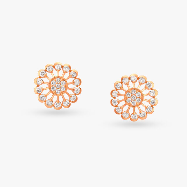 Modern Floral Gold Studs 