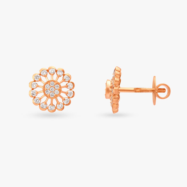 Modern Floral Gold Studs 2