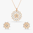 Dainty Flowers Diamond Pendant and Earrings Set 