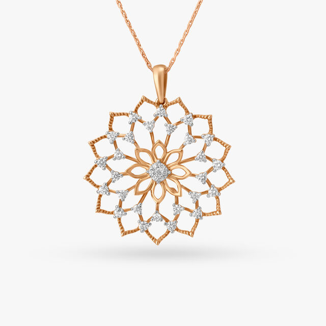 Dainty Flowers Diamond Pendant and Earrings Set 2
