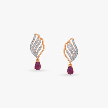 Ruby Plume Diamond Drop Earrings