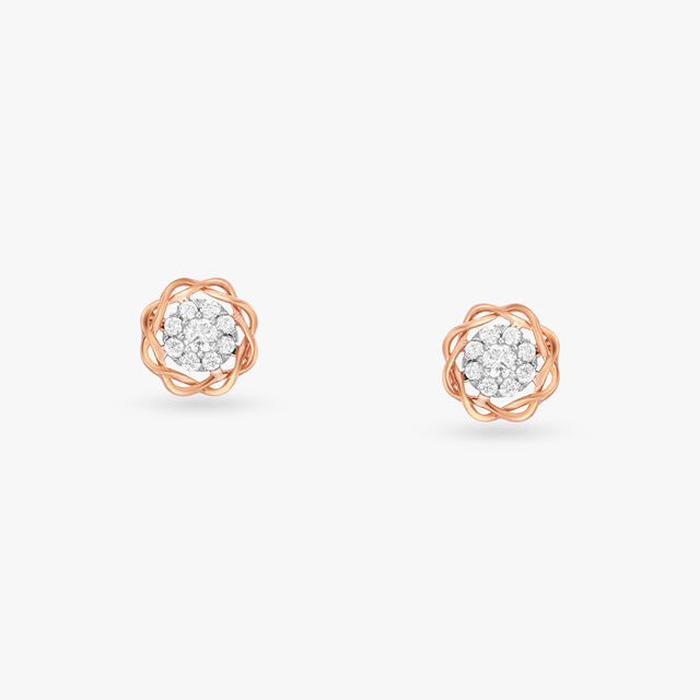Spiral Sparkle Diamond Stud Earrings 