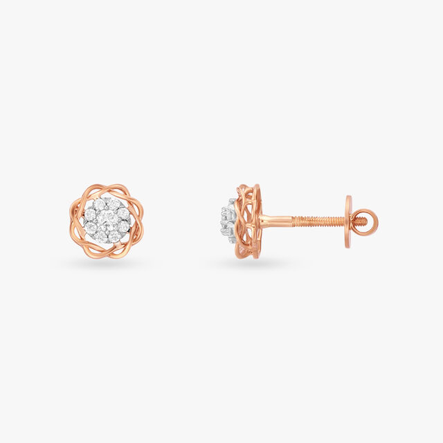 Spiral Sparkle Diamond Stud Earrings 2