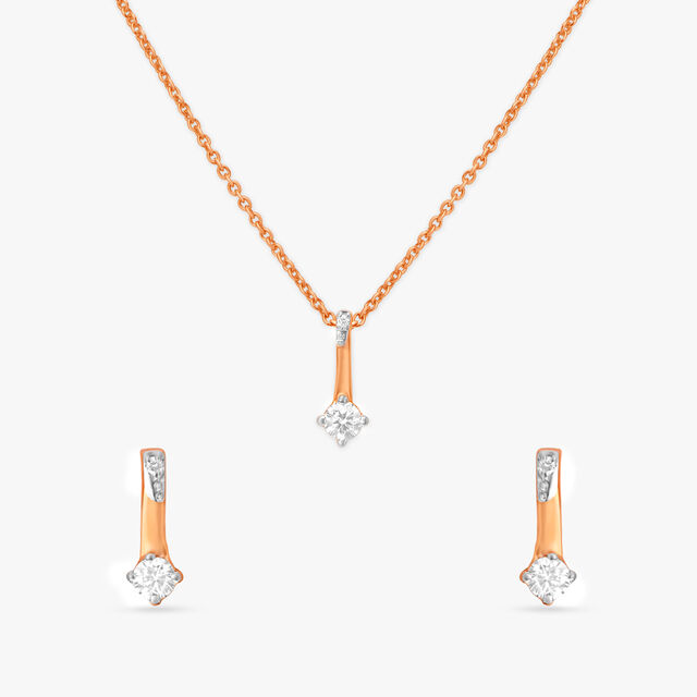 Sublime Petite Diamond Pendant with Chain and Earrings Set 