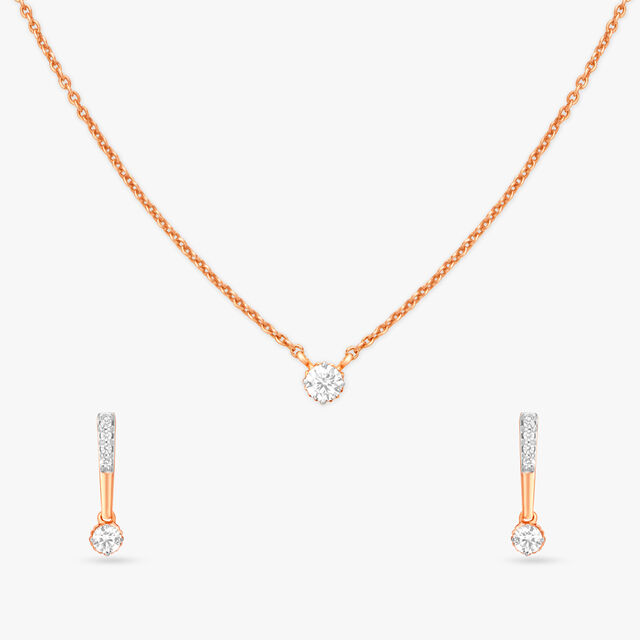 Brilliant Petite Diamond Pendant with Chain and Earrings Set 