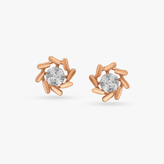 Abstract Flowers Diamond Pendant and Earrings Set 4