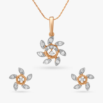 Nature's Grace Diamond Pendant and Earrings Set