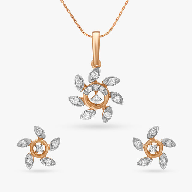 Nature's Grace Diamond Pendant and Earrings Set 