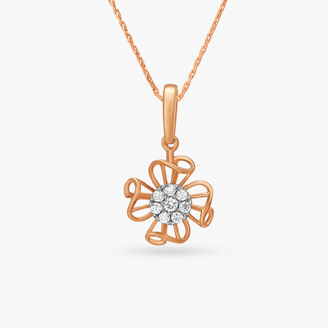 Artsy Flowers Diamond Pendant and Earrings Set 2